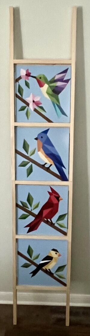 Birds & Flowers Double-Sided Barn Quilt Panels with Display Ladder