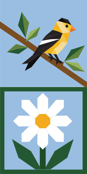 Finch & Daisy Barn Quilt by Centex Barn Quilts