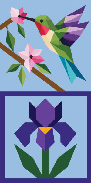 Hummingbird & Iris Barn Quilt by Centex Barn Quilts