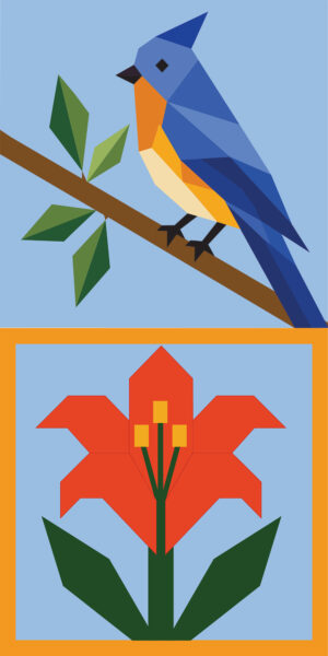 Bluebird & Lily Barn Quilt by Centex Barn Quilts