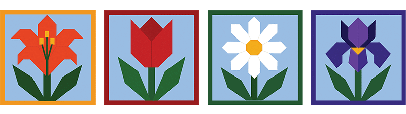 Birds & Flowers Double-Sided Barn Quilt Panels with Display Ladder