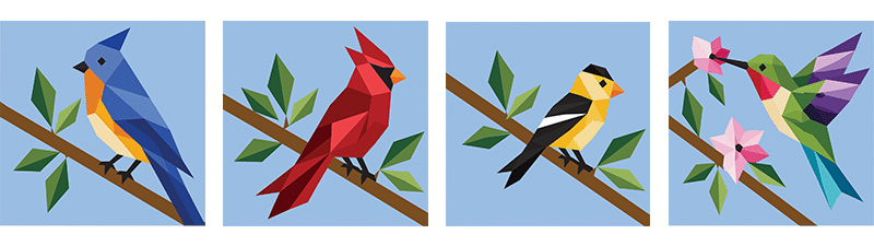 Birds & Flowers Double-Sided Barn Quilt Panels with Display Ladder