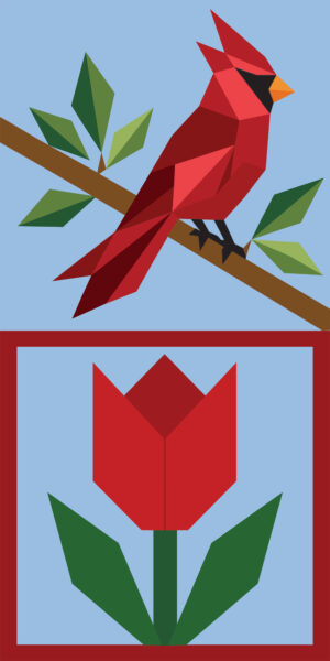 Cardinal & Tulip Barn Quilt by Centex Barn Quilts