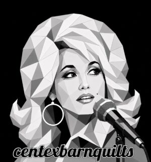 Black and white geometric portrait of a country singer performing at a microphone