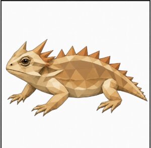 Geometric Texas horned lizard barn quilt pattern in tan and rust on white