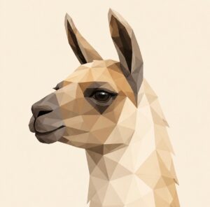 Geometric llama head barn quilt pattern in cream and gray on a soft tan background