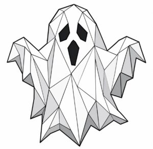 Geometric ghost barn quilt pattern in white and gray with black face — Centex Barn Quilts