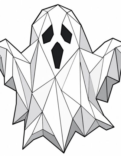 Geometric ghost barn quilt pattern in white and gray with black face — Centex Barn Quilts