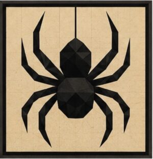 Geometric black spider barn quilt pattern on tan background — Centex Barn Quilts
