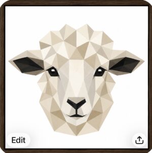 Geometric sheep face barn quilt pattern in cream and black — Centex Barn Quilts