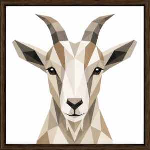 Geometric goat face barn quilt pattern with horns in tan and gray — Centex Barn Quilts