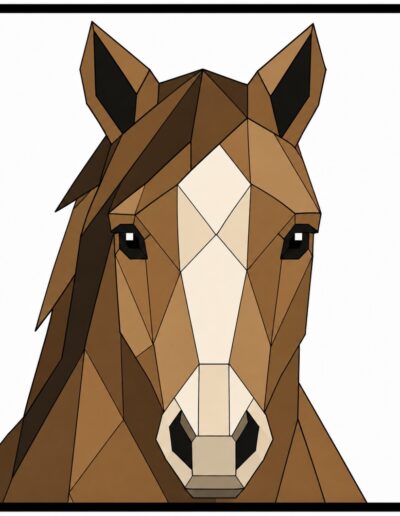 Geometric horse head barn quilt pattern in brown tones — Centex Barn Quilts