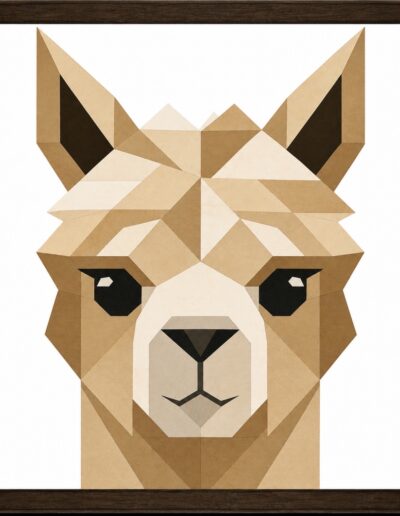 Geometric alpaca face barn quilt pattern in tan and cream — Centex Barn Quilts
