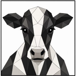 Black and white geometric dairy cow face barn quilt pattern — Centex Barn Quilts