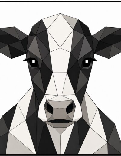 Black and white geometric dairy cow face barn quilt pattern — Centex Barn Quilts
