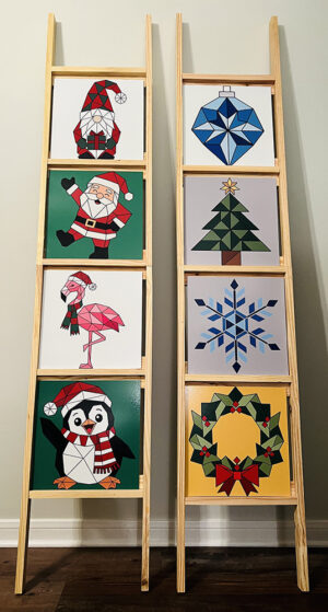 Christmas Barn Quilt & Display Ladder Set