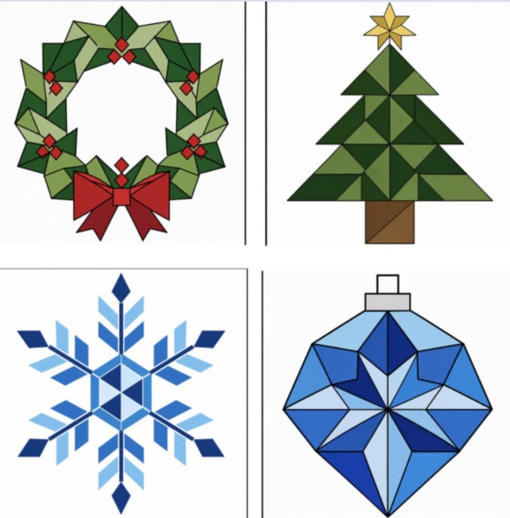 Christmas Barn Quilt & Display Ladder Set 2