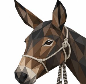 Brown mule head barn quilt pattern with a rope halter