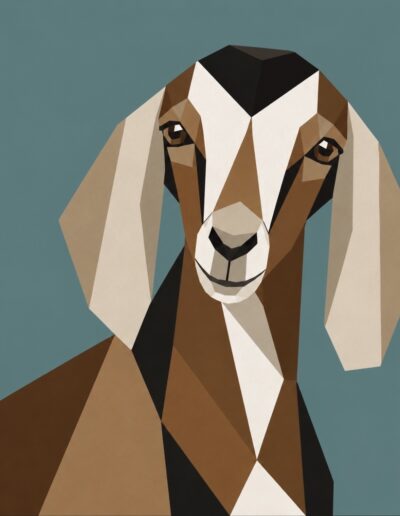 Nubian goat head barn quilt pattern in brown and cream on teal