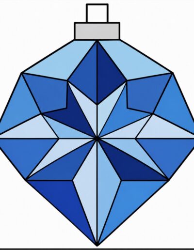 Blue and white star Christmas ornament barn quilt pattern