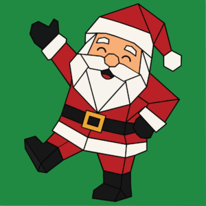 Dancing Santa Barn Quilt Panel 12" x 12"
