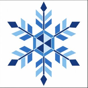 Blue and white snowflake barn quilt pattern