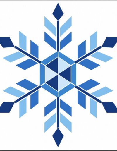 Blue and white snowflake barn quilt pattern