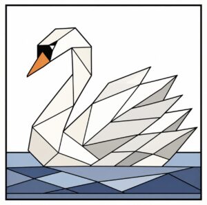 White swan on blue water barn quilt pattern